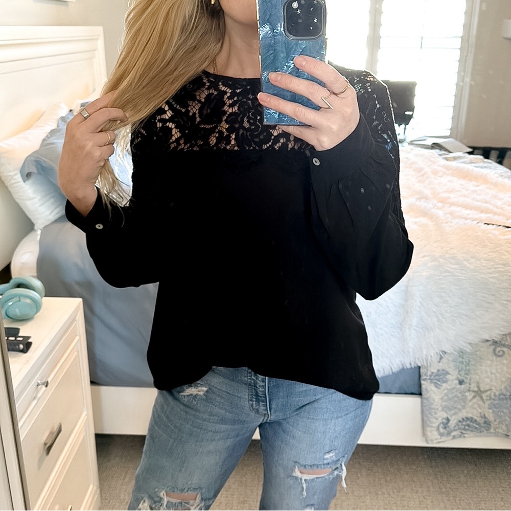 LULU’S | Picture This Black Long Sleeve Lace Top - Picture 6 of 13